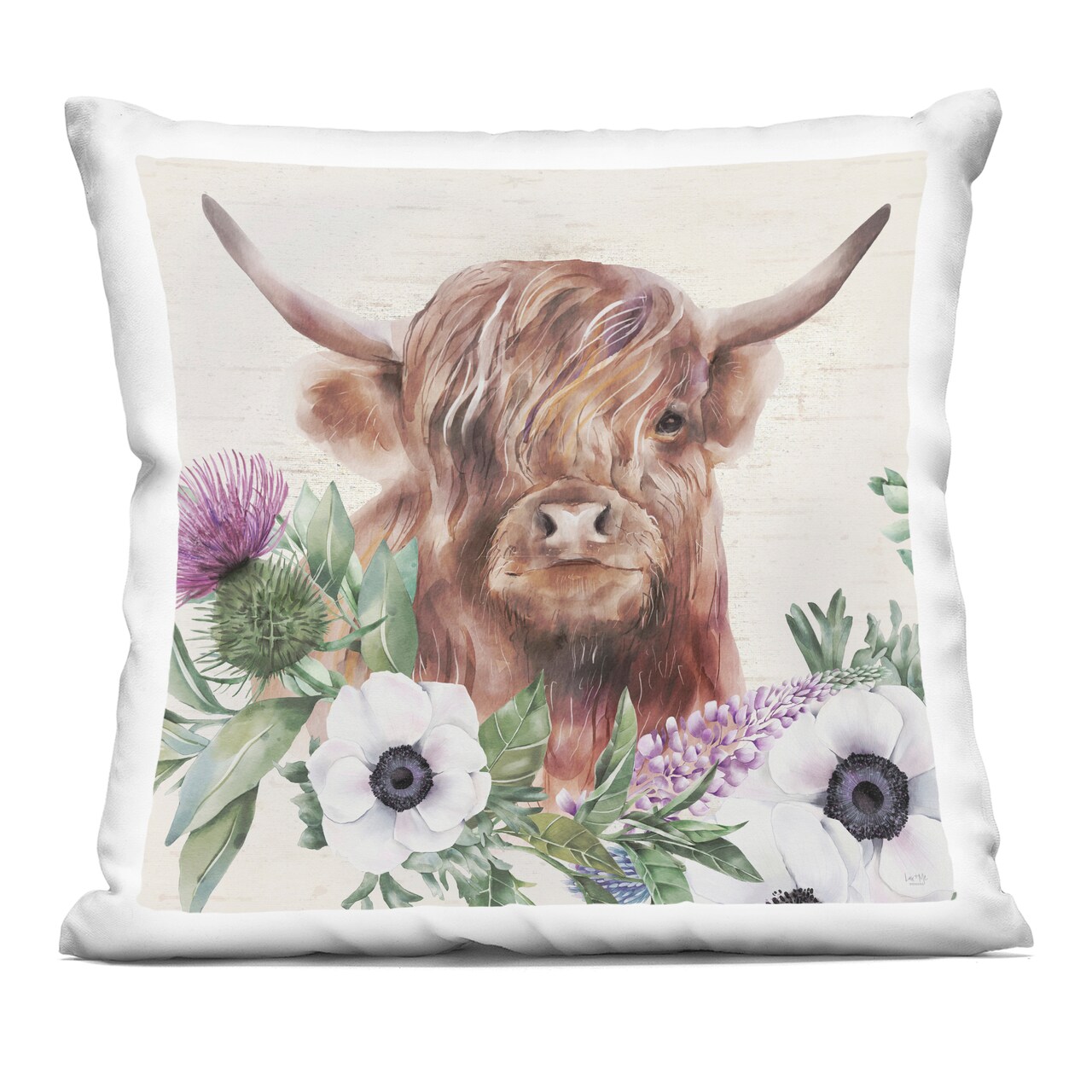 Stupell Industries Penny The Highland Cow Decorative Printed Throw Pillow, design by Lux + Me Designs, 18 x 7 x 18
